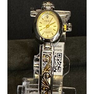 LA Express Bangle Watch Womens OS Silver‎ Gold Two Tone Diamond Quartz Elegant
